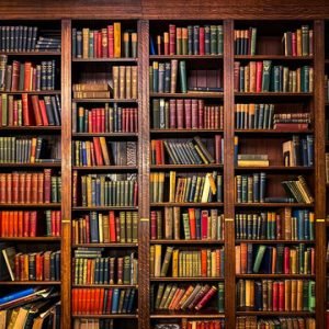 Grand Traditional Floor-to-Ceiling Solid Wood Bookcase with Adjustable Multi-Tier Shelving