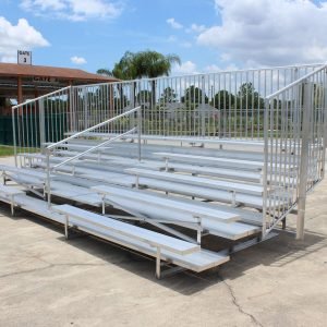 Heavy-Duty Elevated Aluminum Grandstand Bleachers with Safety Guardrails and Stair Access