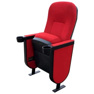 Premium Tip-Up Auditorium Chair with Integrated Cup Holders and Acoustic Dampening