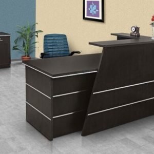 Contemporary Dark Walnut L-Shaped Reception Desk