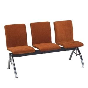 Premium 3-Seater Fabric Upholstered Waiting Room Bench with Chrome Legs