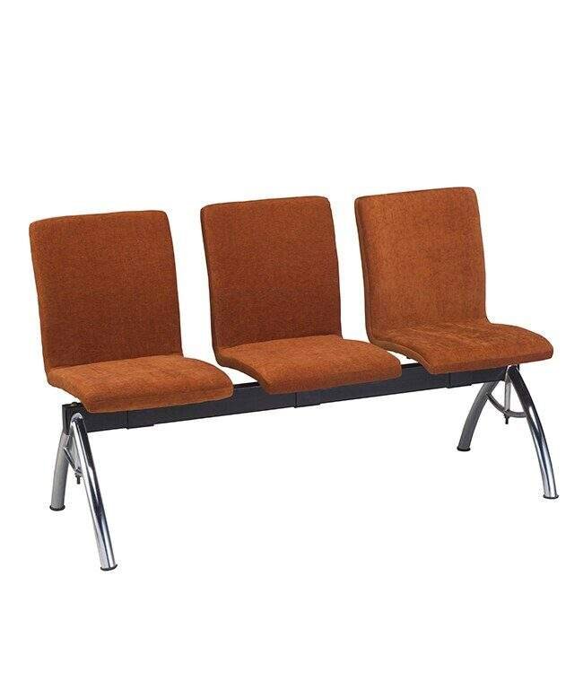 Premium 3-Seater Fabric Upholstered Waiting Room Bench with Chrome Legs